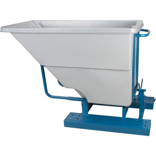 Self-Dumping Hopper, Polyethylene, 5/8 cu.yd., Grey Oxymax Inc