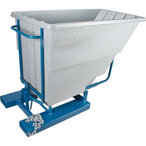Self-Dumping Hopper, Polyethylene, 1-1/10 cu.yd, Grey Oxymax Inc