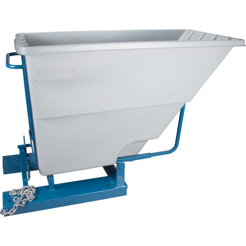 Self-Dumping Hopper, Polyethylene, 1-1/10 cu.yd, Grey Oxymax Inc