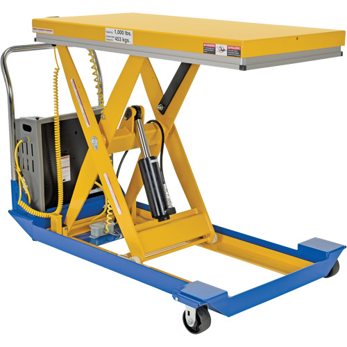 Table &eacute;l&eacute;vatrice aliment&eacute;e c. c. et manuelle &agrave; ciseaux, Acier, 48" lo x 24" la, Capacit&eacute; 1000 lb Oxymax Inc