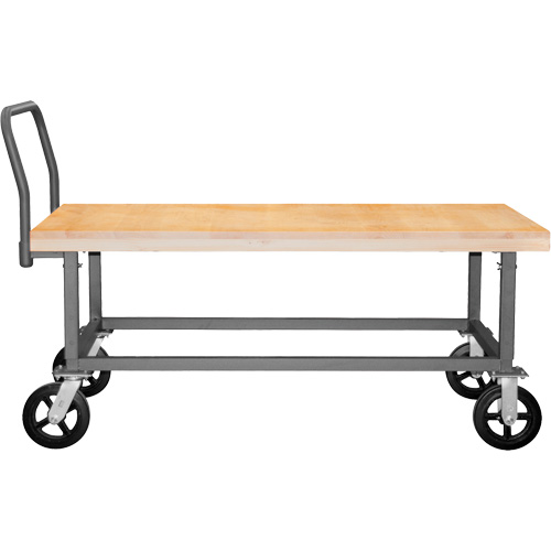Adjustable Wood Deck Platform Truck, 48" L x 24" W, 1800 lbs. Capacity, Mold-on Rubber Casters Oxymax Inc