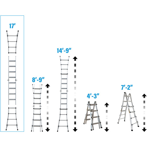 &eacute;chelle t&eacute;lescopique multifonction, Aluminium, 300 lb, CSA calibre 1A Oxymax Inc