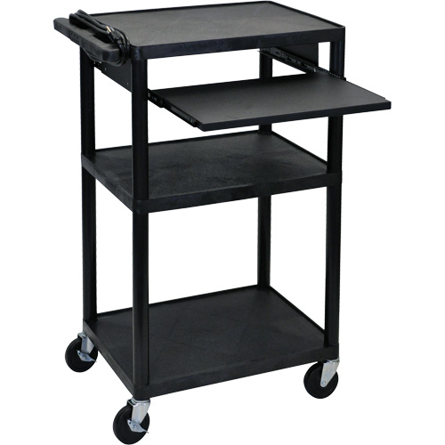 Electric Utility Cart, 3 Tiers, 24" x 42" x 18", 300 lbs. Capacity Oxymax Inc