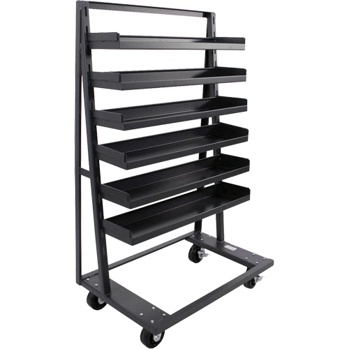 Chariot &agrave; cadre en A robuste &agrave; un c&ocirc;t&eacute; avec 6 plateaux &agrave; rebords, 38" x 25" x 63", Capacit&eacute; 2500 lb Oxymax Inc