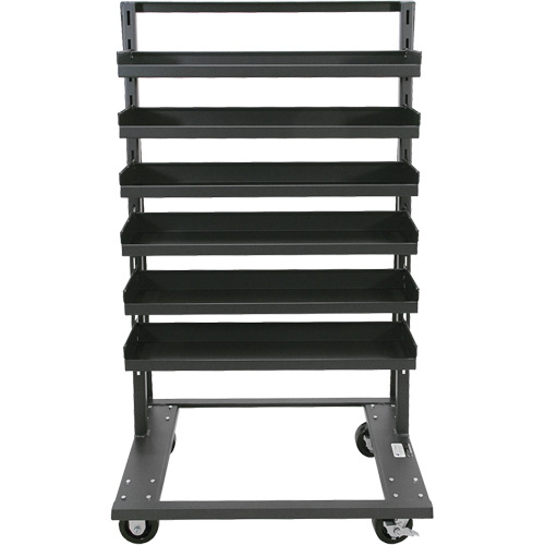 Chariot &agrave; cadre en A robuste &agrave; un c&ocirc;t&eacute; avec 6 plateaux &agrave; rebords, 38" x 25" x 63", Capacit&eacute; 2500 lb Oxymax Inc