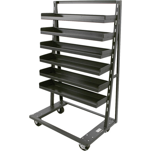 Chariot &agrave; cadre en A robuste &agrave; un c&ocirc;t&eacute; avec 6 plateaux &agrave; rebords, 38" x 25" x 63", Capacit&eacute; 2500 lb Oxymax Inc
