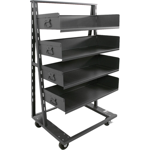 Single-Sided Heavy Duty A-Frame Cart with 4 Large Trays, 38" x 25" x 63", 2500 lbs. Capacity Oxymax Inc