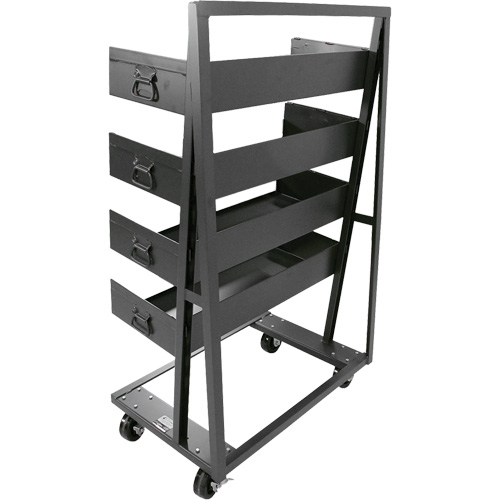 Single-Sided Heavy Duty A-Frame Cart with 4 Large Trays, 38" x 25" x 63", 2500 lbs. Capacity Oxymax Inc
