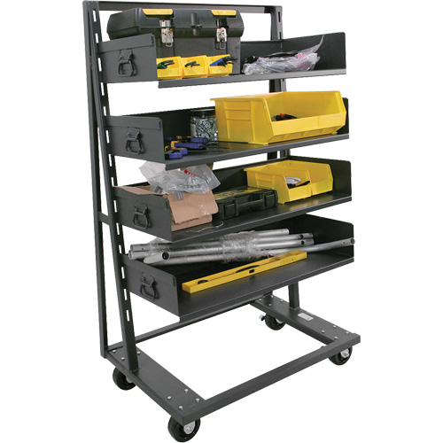 Single-Sided Heavy Duty A-Frame Cart with 4 Large Trays, 38" x 25" x 63", 2500 lbs. Capacity Oxymax Inc