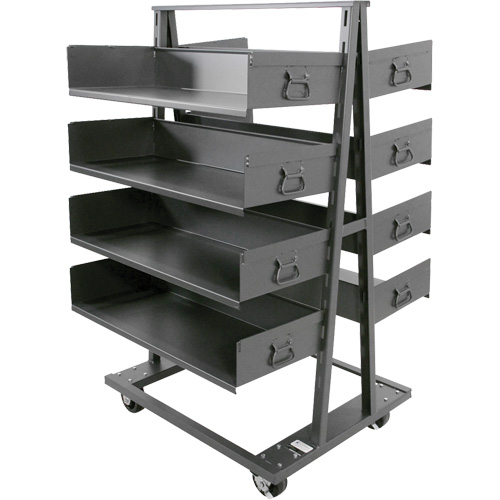 Chariot &agrave; cadre en A robuste &agrave; deux c&ocirc;t&eacute;s avec 8 plateaux &agrave; rebords, 38" x 30" x 63", Capacit&eacute; 2500 lb Oxymax Inc