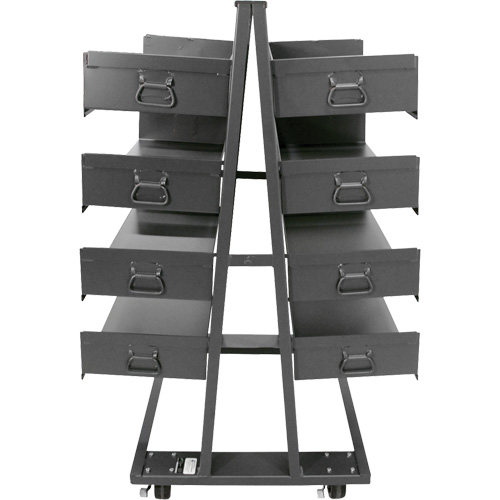 Chariot &agrave; cadre en A robuste &agrave; deux c&ocirc;t&eacute;s avec 8 plateaux &agrave; rebords, 38" x 30" x 63", Capacit&eacute; 2500 lb Oxymax Inc