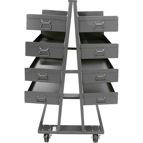 Chariot &agrave; cadre en A robuste &agrave; deux c&ocirc;t&eacute;s avec 8 grands plateaux &agrave; rebords, 38" x 30" x 63", Capacit&eacute; 2500 lb Oxymax Inc