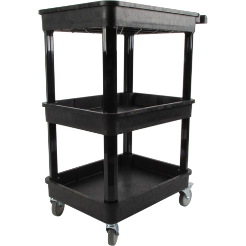 Utility Cart with Deep Lip Shelf, 3 Tiers, 19" x 39-1/2" x 28-1/4", 330 lbs. Capacity Oxymax Inc
