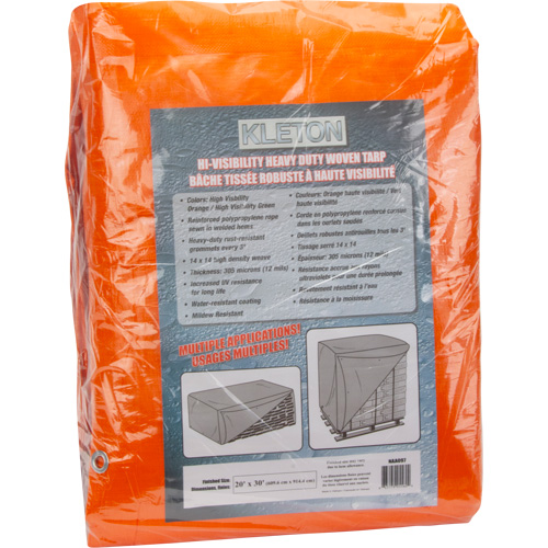 B&acirc;che tiss&eacute;e robuste haute visibilit&eacute;, Poly&eacute;thyl&egrave;ne, Vert/Orange, 20' x 30' x 12 mils Oxymax Inc