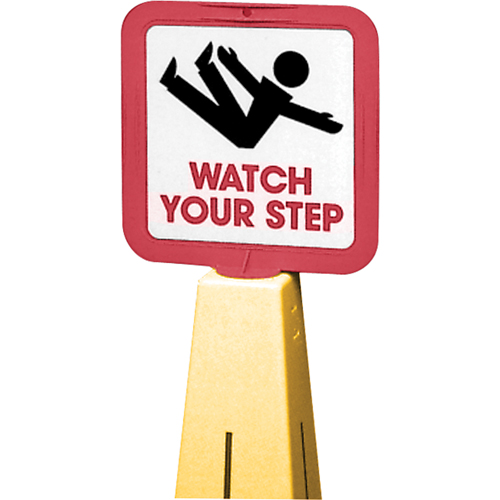 "Watch Your Step" Traffic Cone Message Label, Adhesive, English with Pictogram Oxymax Inc