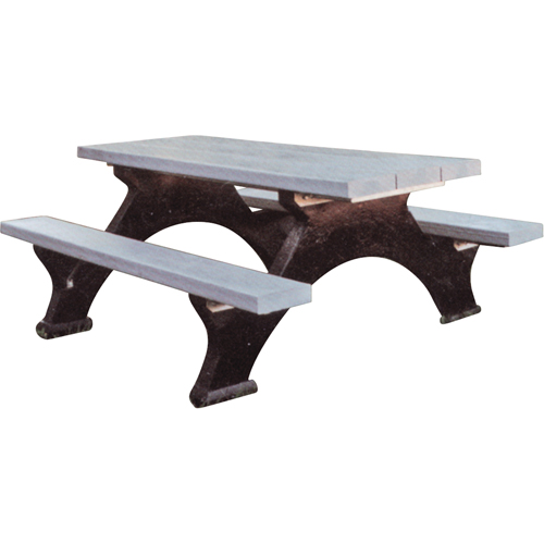 Recycled Plastic Picnic Tables, 6' L x 62-1/4" W, Grey Oxymax Inc