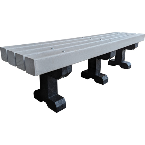 Park Bench, Recycled Plastic, 72" L x 17" W x 17" H, Grey Oxymax Inc