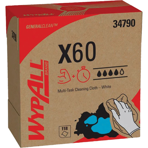 Chiffons X60 WypAll, Tout usage, 16-3/4" lo x 8-3/8" la Oxymax Inc