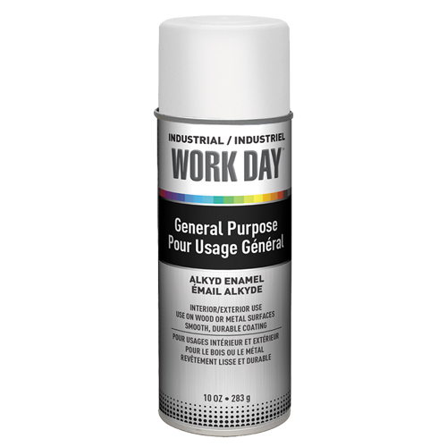 Industrial Work Day Paint, White, Very Flat, 10 oz., Aerosol Can Oxymax Inc