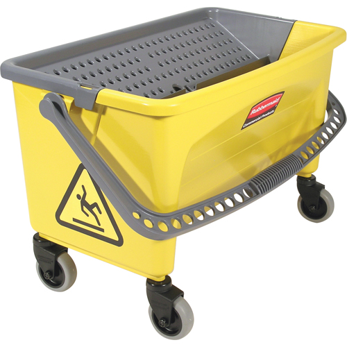 Seaux avec plaque essoreuse pour produits en microfibres, Pression vers le bas, 10,75 gal. US (43 Quart), Jaune Oxymax Inc