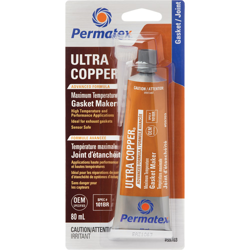 Ultra Copper&reg; Gasket Maker, 80 ml, Tube, Copper Oxymax Inc