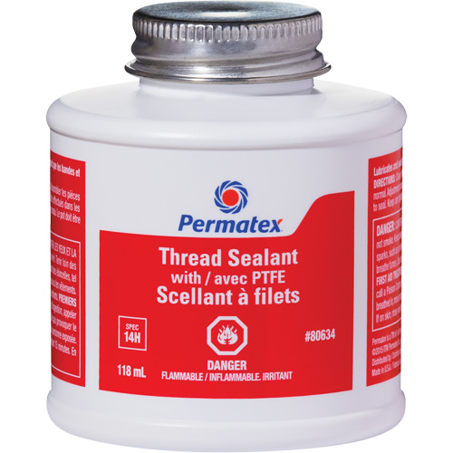 Thread Sealant with PTFE, Brush Top Bottle, 118 ml, -54°C - 150°C/-65°F - 300°F Oxymax Inc