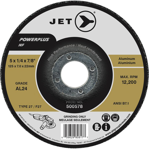 AL24 Powerplus NF Grinding Wheel, 4-1/2" x 1/4", 7/8" Arbor, Type 27 Oxymax Inc