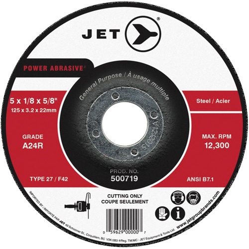 Disque abrasif de tronçonnage, 4" x 1/8", Arbre de 5/8", Type 27, 15200 Tr/min Oxymax Inc