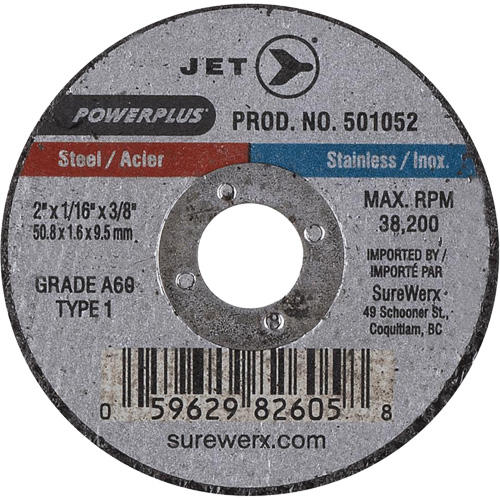 Meule &agrave; tronçonner POWERPLUS, 2" x 1/16", Arbre de 3/8", Type 1, 38 200 Tr/min Oxymax Inc