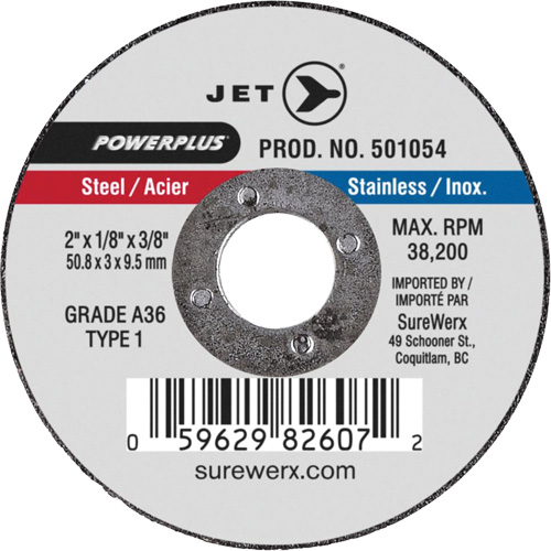 Meule &agrave; tronçonner POWERPLUS A36, 2" x 1/8", Arbre de 3/8", Type 1, 38 200 Tr/min Oxymax Inc