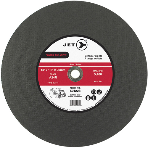 POWER ABRASIVE&reg; Cut-Off Wheel, 14" x 1/8", 20 mm Arbor, Type 1, 5400 RPM Oxymax Inc