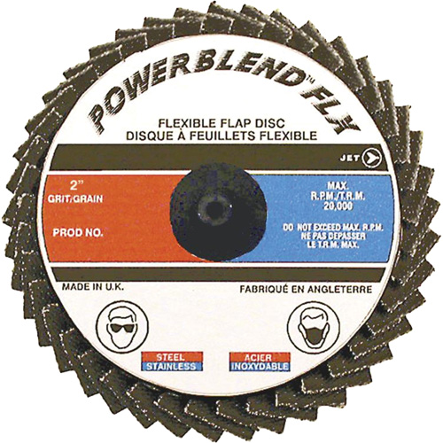 Powerblend FLX Roll-On Flap Disc, 2" x 80 Grit, Zirconia Alumina Oxymax Inc