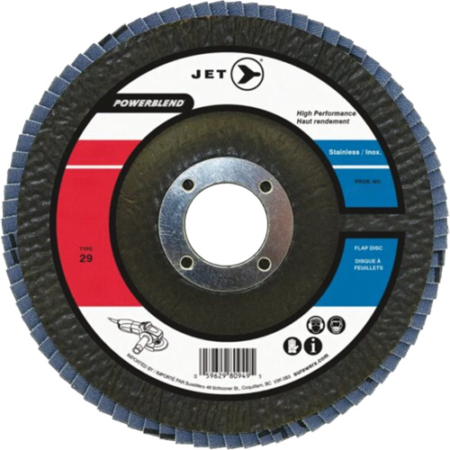 POWERBLEND Flap Disc, 5" x 7/8", Type 29, Z120 Grit, Zirconia Alumina Oxymax Inc