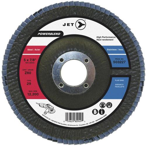 Disque &agrave; lamelles PowerBlend, 7" x 7/8", Type 29, Grain Z60, Alumine de zirconium Oxymax Inc