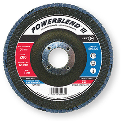 Disque &agrave; lamelles PowerBlend, 7" x 7/8", Type 29, Grain Z120, Alumine de zirconium Oxymax Inc