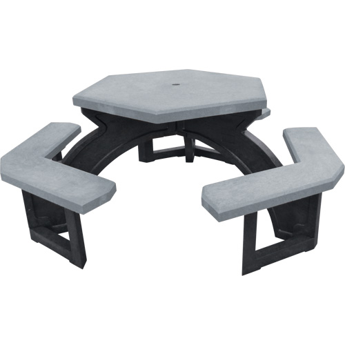 Tables de pique-nique hexagonales en plastique recycl&eacute;, 78" lo x 78" la, Gris Oxymax Inc