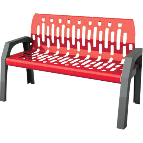 Stream Benches, Steel, 48" L x 25" W x 34" H, Red Oxymax Inc