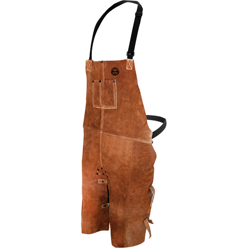 Leather Welding Apron, Split-Leg Bib, 36" L, Brown Oxymax Inc