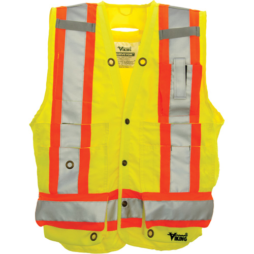 Surveyor Safety Vest, High Visibility Lime-Yellow, Large, Polyester Oxymax Inc