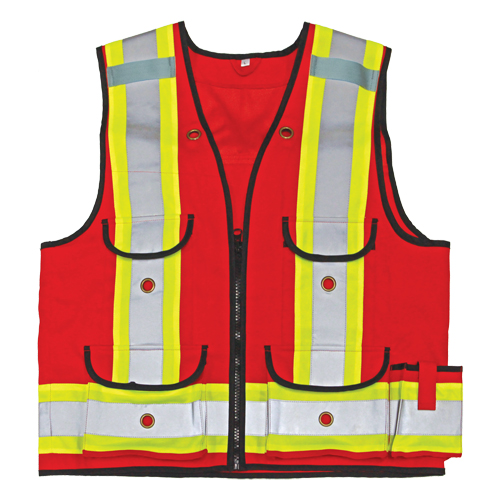 All-Trades 1000D&reg; Surveyor Safety Vest, Red, Large, Polyester Oxymax Inc