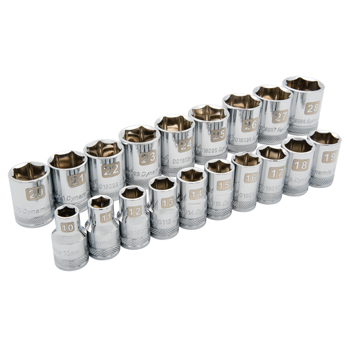 Metric Socket Set, 19 Pcs, 1/2" Drive Size Oxymax Inc