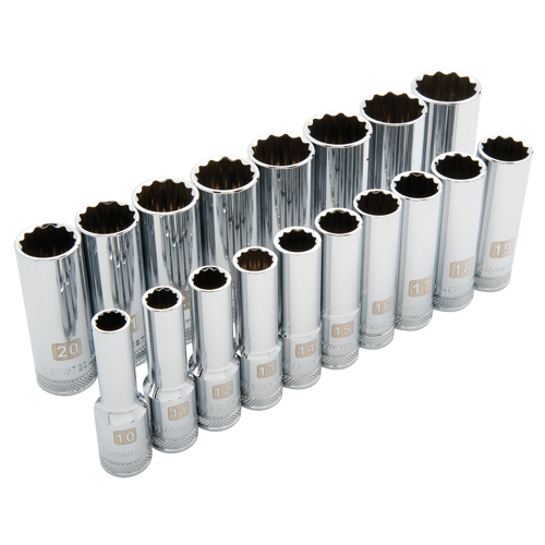 Jeu de douilles m&eacute;triques, 18 Mcx, Prise de 1/2", Profond Oxymax Inc