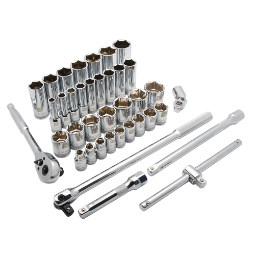 SAE Socket Set, 38 Pcs, 1/2" Drive Size, Deep Oxymax Inc