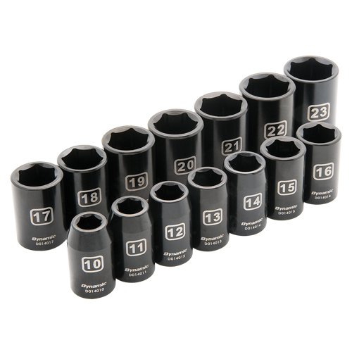 Metric Socket Set, 14 Pcs, Impact, 1/2" Drive Size Oxymax Inc