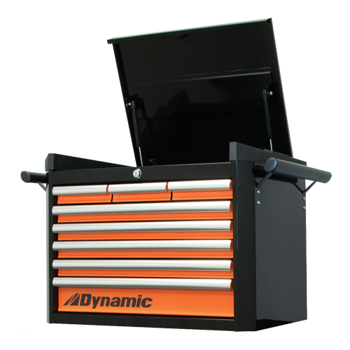 Coffre &agrave; outils sup&eacute;rieur, 28" la, 8 tiroirs, Noir/Orange Oxymax Inc