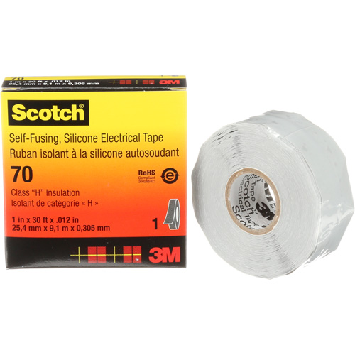 Scotch&reg; Self-Fusing Silicone Rubber Electrical Tape, 25.4 mm (1") x 9 m (30'), Grey, 12 mils Oxymax Inc
