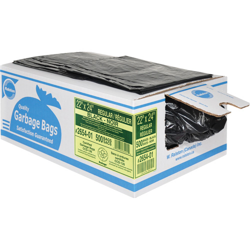 2600 Series Industrial Garbage Bags, Regular, 24" W x 22" L, Black Oxymax Inc