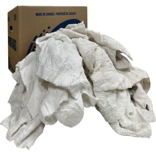 Boîte de chiffons d'essuyage, Tissu &eacute;ponge, Blanc, 10 lb Oxymax Inc