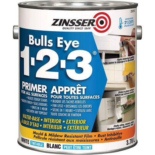 Bulls Eye 1-2-3&reg; Water-Base Primer, 3.78 L, Gallon, White Oxymax Inc