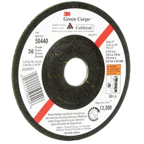Meule flexible Green Corps, 4-1/2" x 1/8", Arbre 7/8", C&eacute;ramique, Type 27 Oxymax Inc